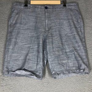Guess Men's 38 Chino Shorts Gray Chambray 10" Inseam Casual Summer Comfort